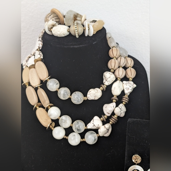 Treska Mixed Material Necklace, Bracelet, Earring Set - Picture 3 of 13